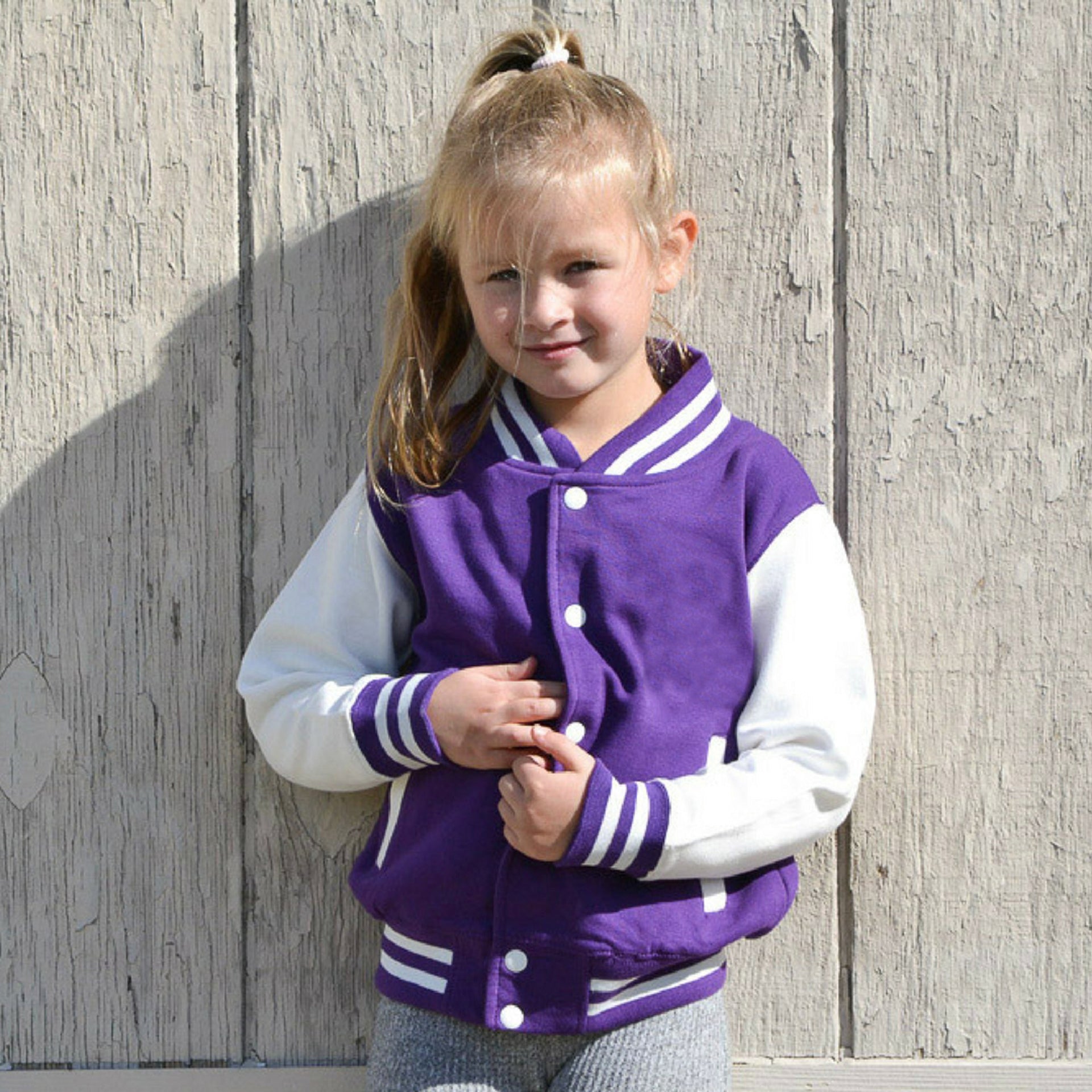 Cotton Fleece Purple Varsity Jacket