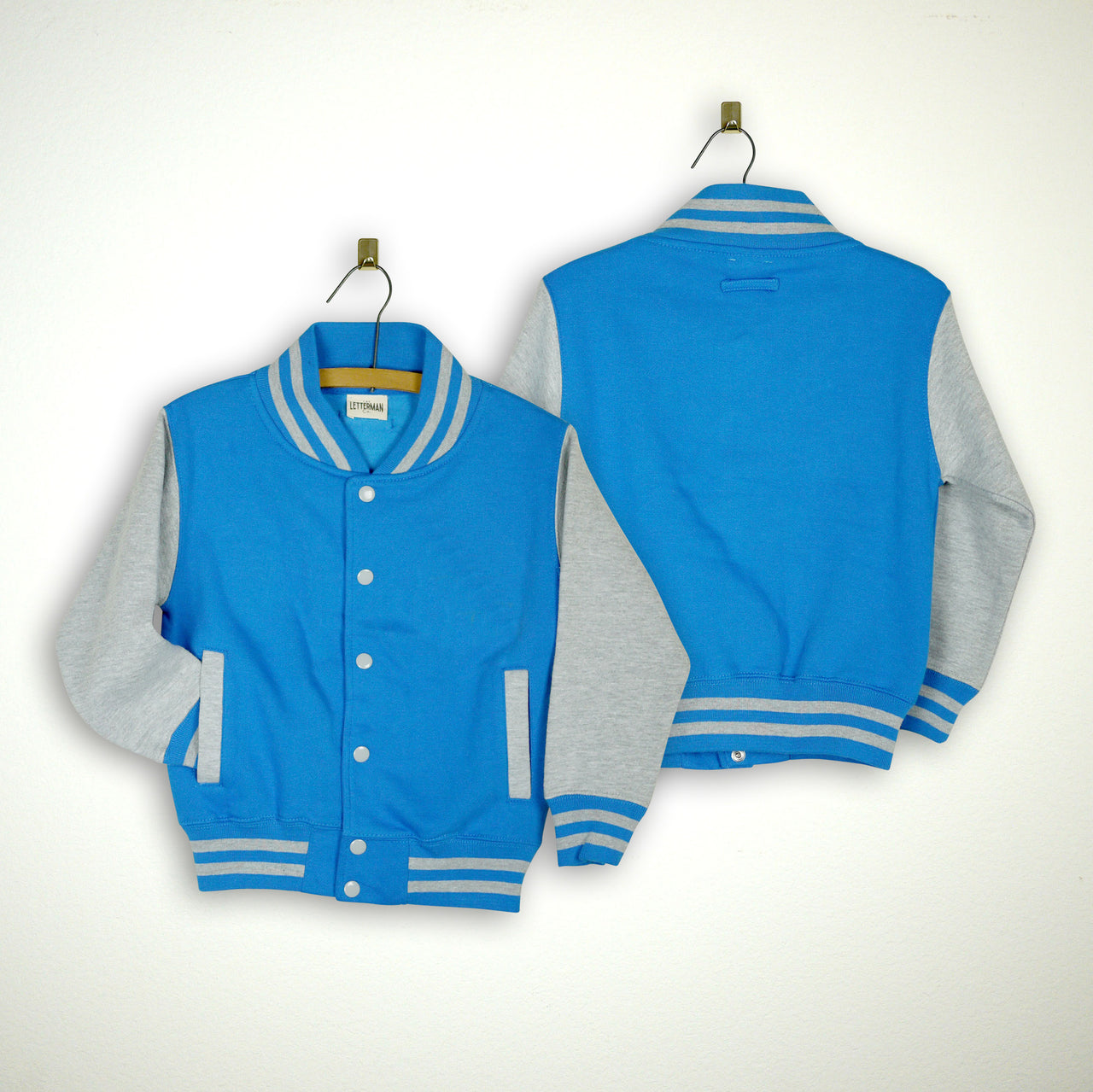 Kids Sweatshirt Varsity Jacket SKY BLUE/GREY MARL