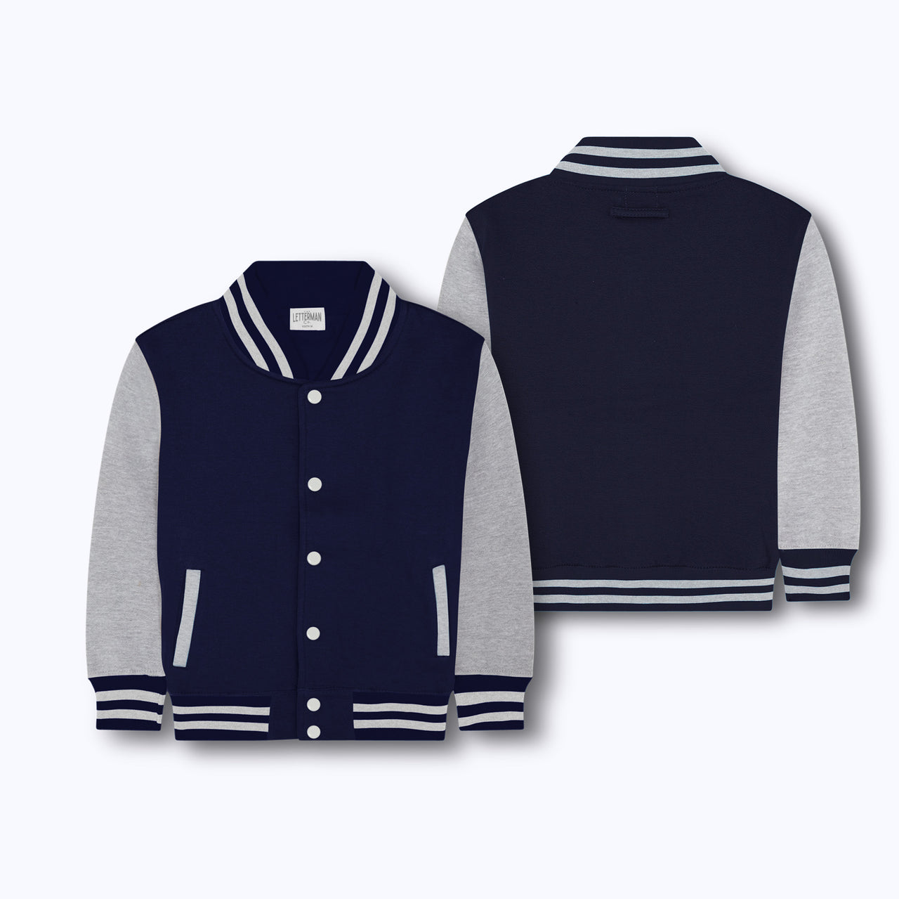 Kids Sweatshirt Varsity Jacket NAVY/GREY MARL
