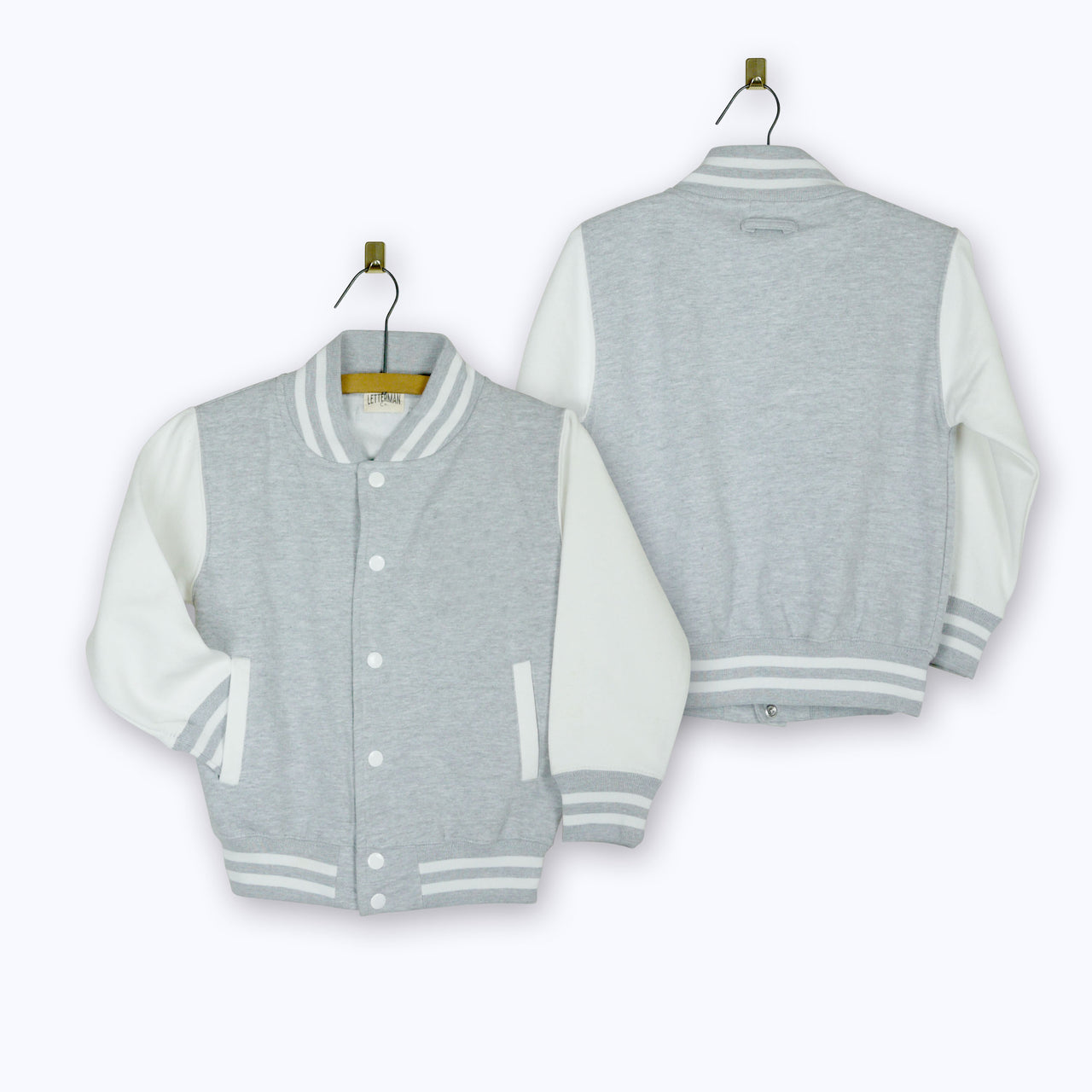 Kids Sweatshirt Varsity Jacket GREY MARL/WHITE