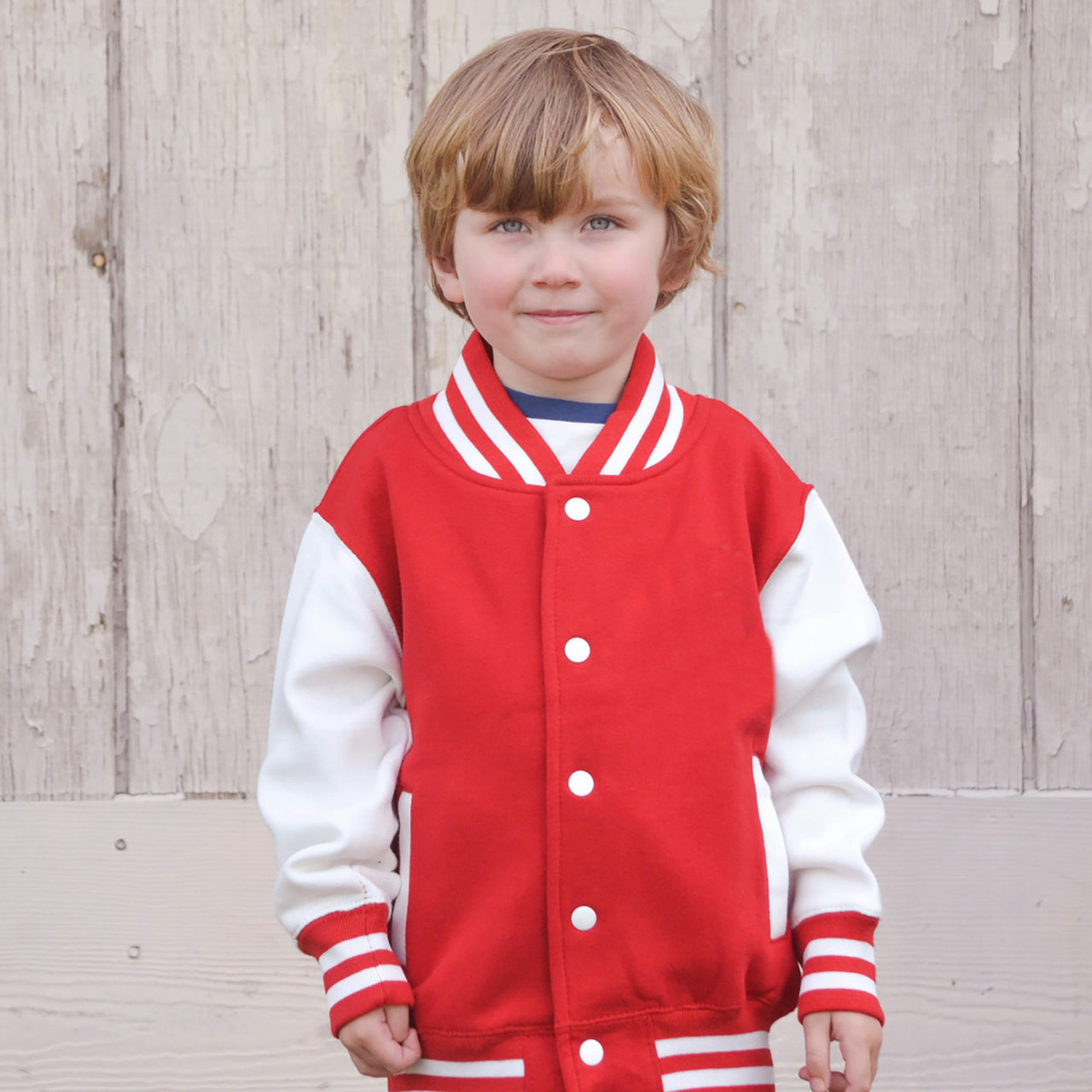 Kids Sweatshirt Varsity Jacket RED/WHITE