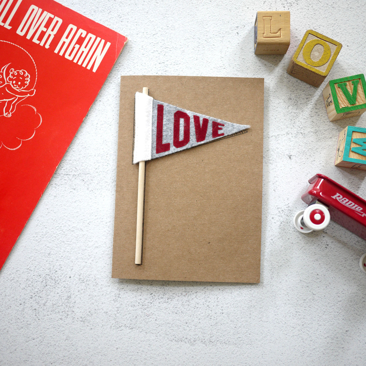 Mini Pennant Greeting Card LOVE