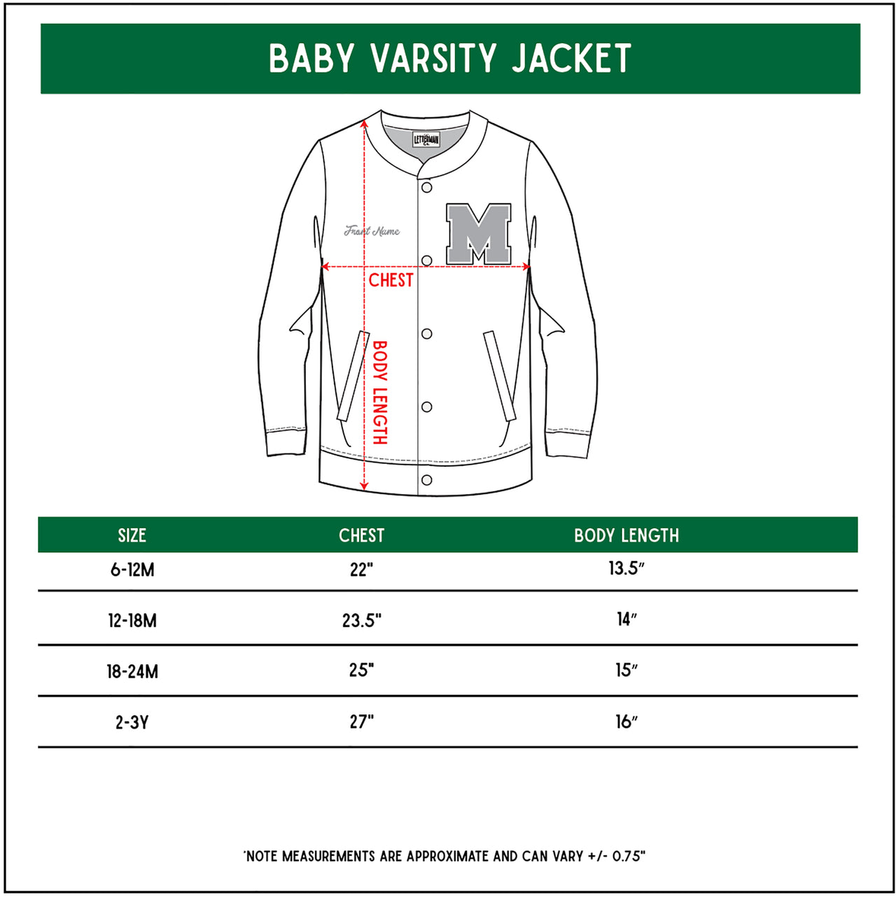 Baby Varsity Jacket BLACK/WHITE