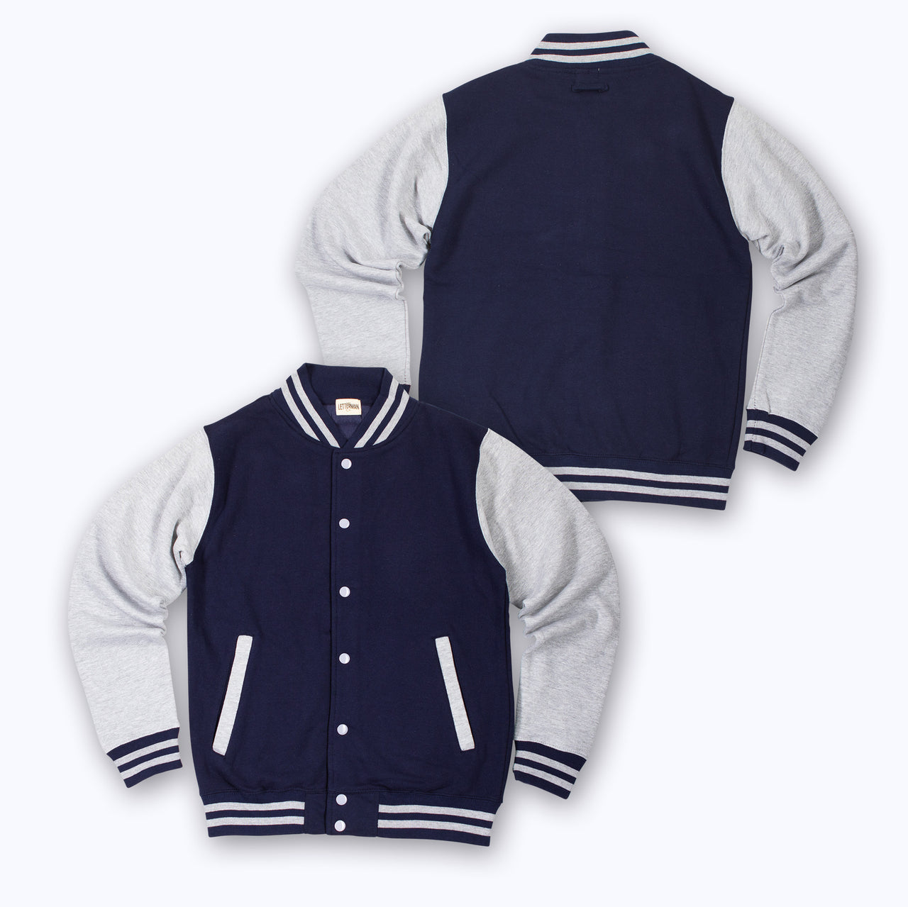 Adult Sweatshirt Varsity Jacket NAVY/GREY