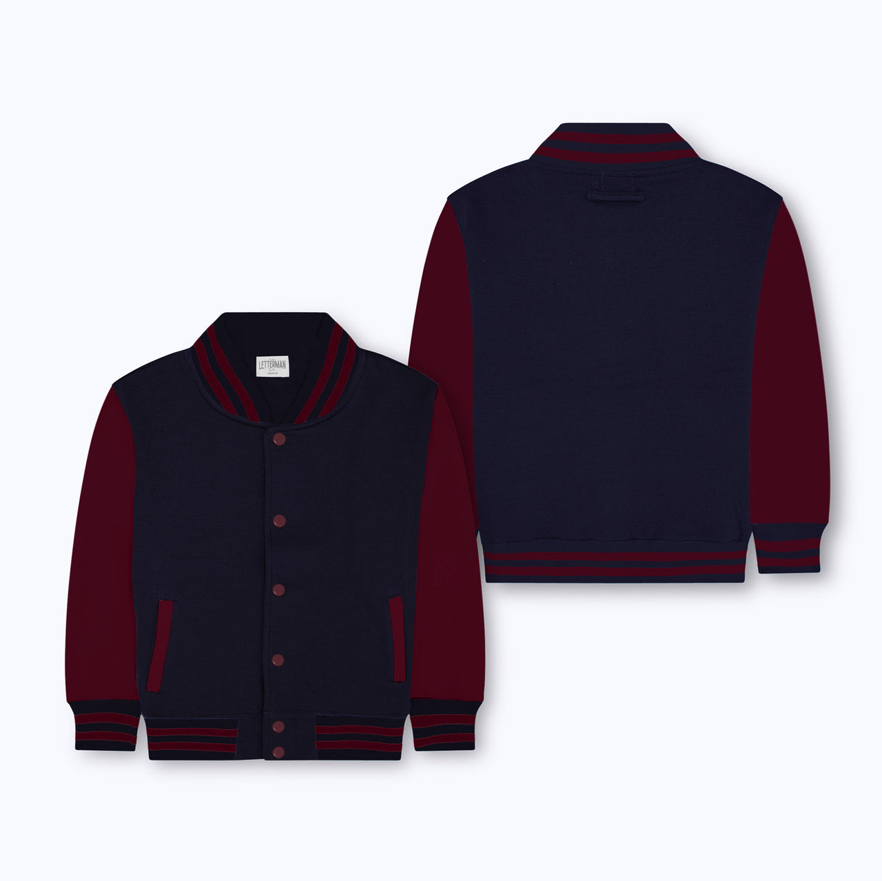 Kids Sweatshirt Varsity Jacket NAVY/BURGUNDY