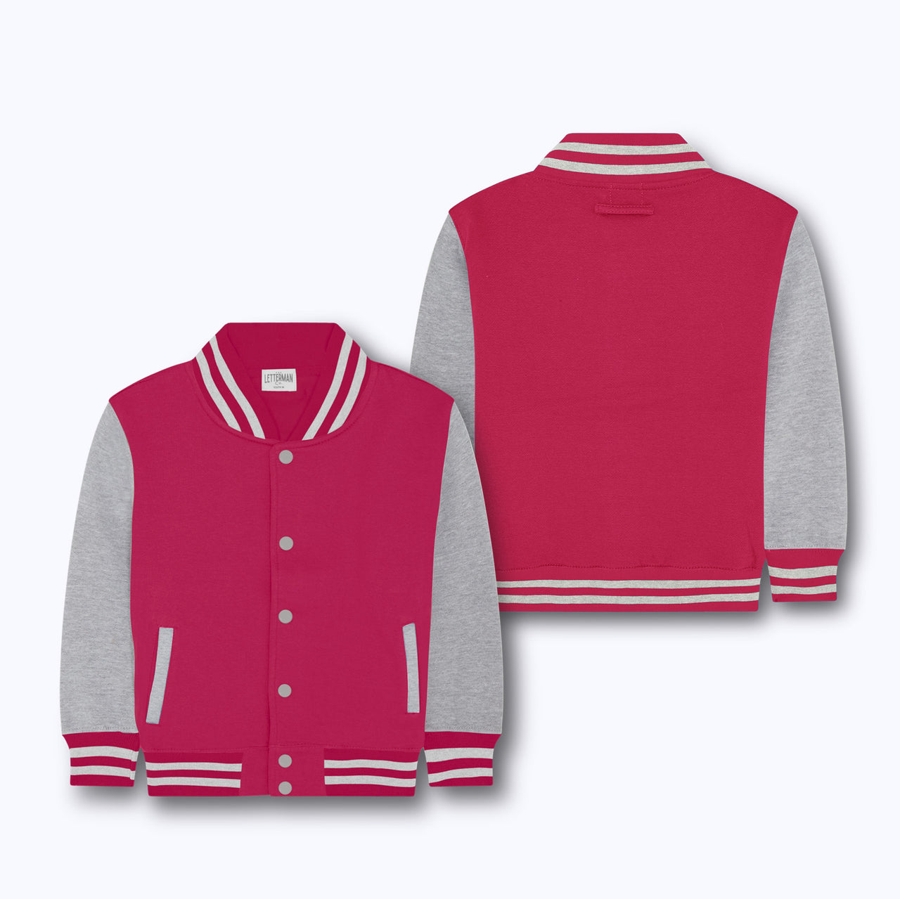 Kids Sweatshirt Varsity Jacket PINK/GREY MARL