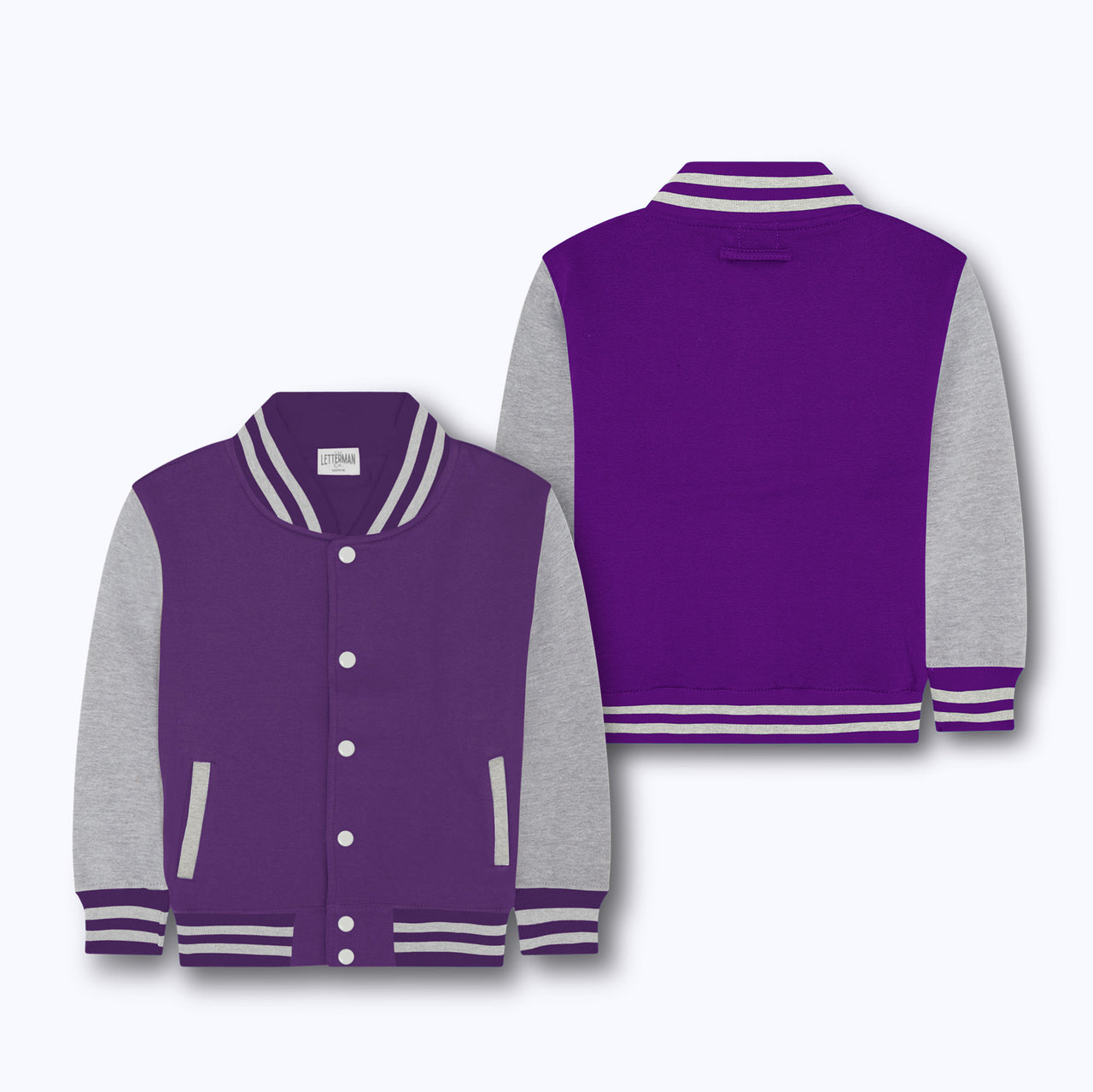 Kids Sweatshirt Varsity Jacket PURPLE/GREY MARL