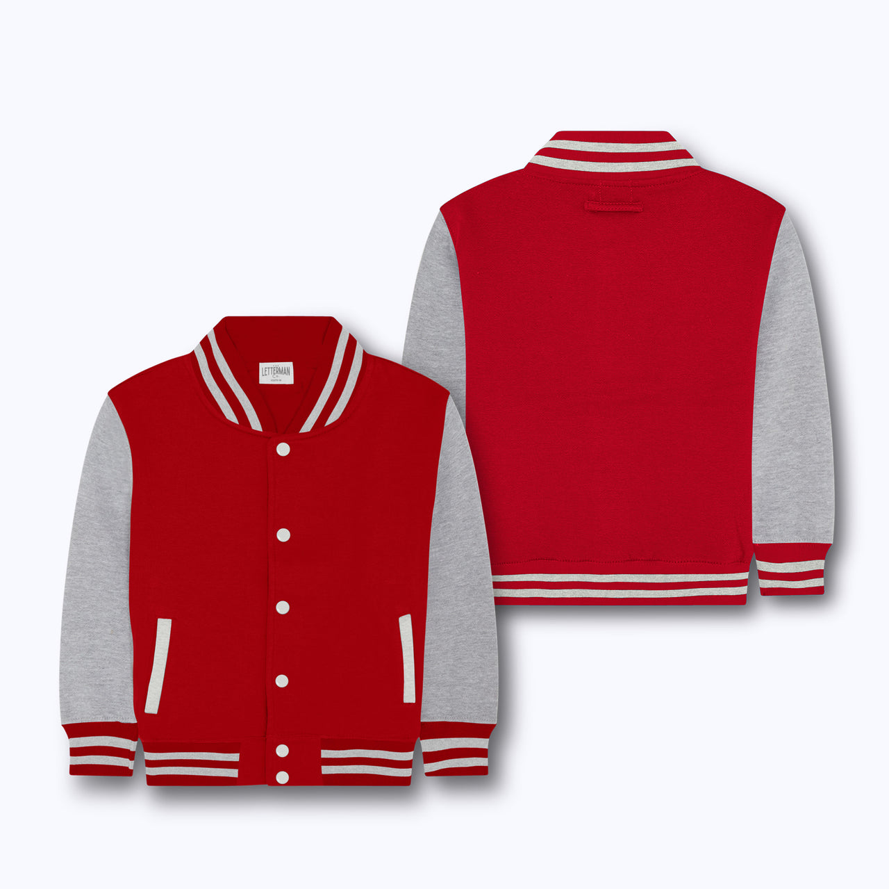 Kids Sweatshirt Varsity Jacket RED/GREY MARL