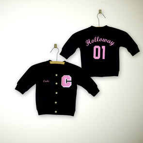 SALE Personalized Baby Varsity Jacket BLACK + SOFT PINK Letter